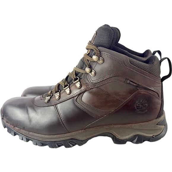 Timberland Mt Maddsen Mid Waterproof Hiking Boots Mens 12 Brown Leather Logo - Picture 2 of 12